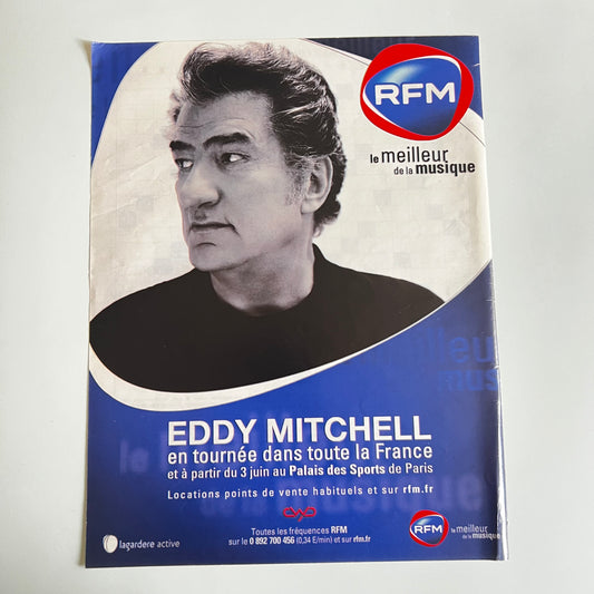 Affiche Originale Concert Eddy Mitchell - Page de Magazine 30x23cm