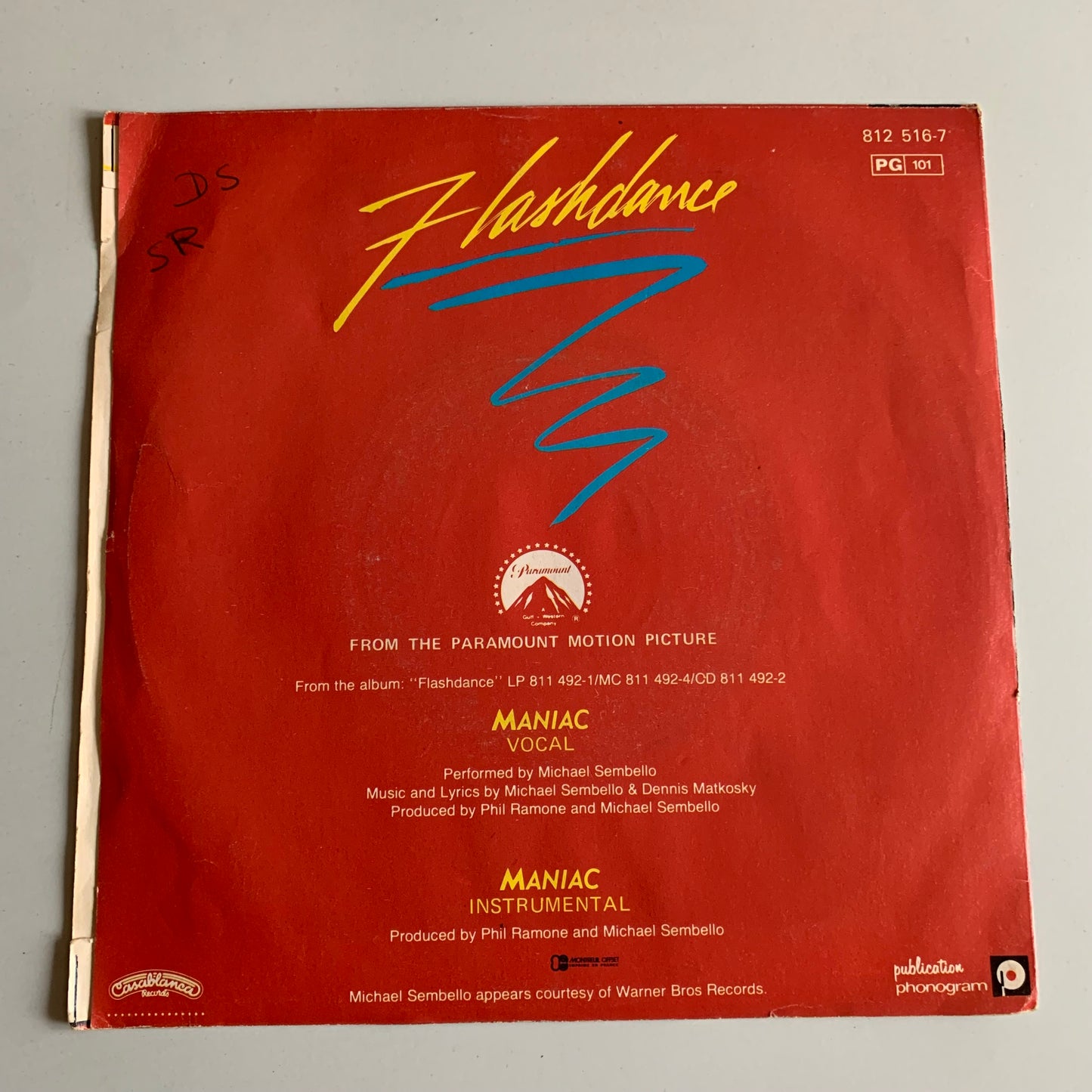 Michael Sembello - Flashdance - Maniac - Single 1983 Occasion