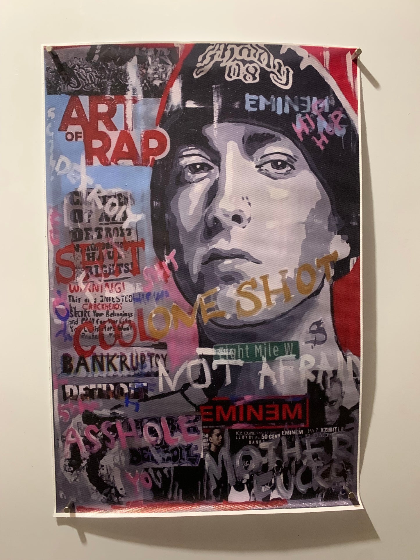 Affiche Poster en Toile - Eminem - Art Rap - 45/30cm