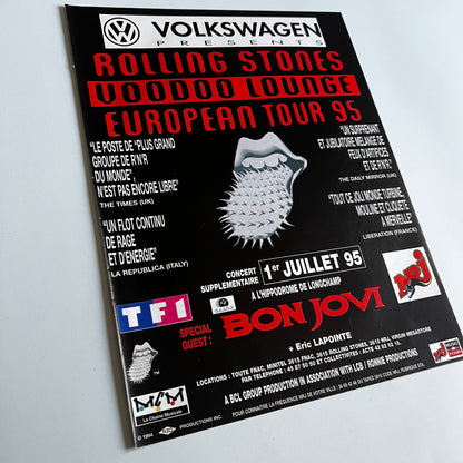 Affiche Originale Concert 1995 The Rolling Stones - Bon Jovi - Page de Magazine 30x23cm