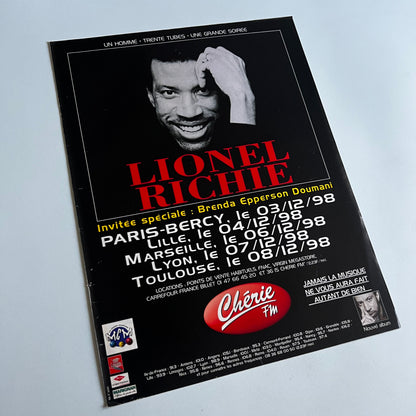Affiche Originale Concert Lionel Richie 1998 - Page de Magazine 30x23cm