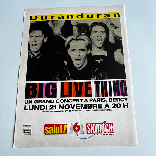 Affiche Originale Concert Duran Duran 1988 - Page de Magazine 30x23cm