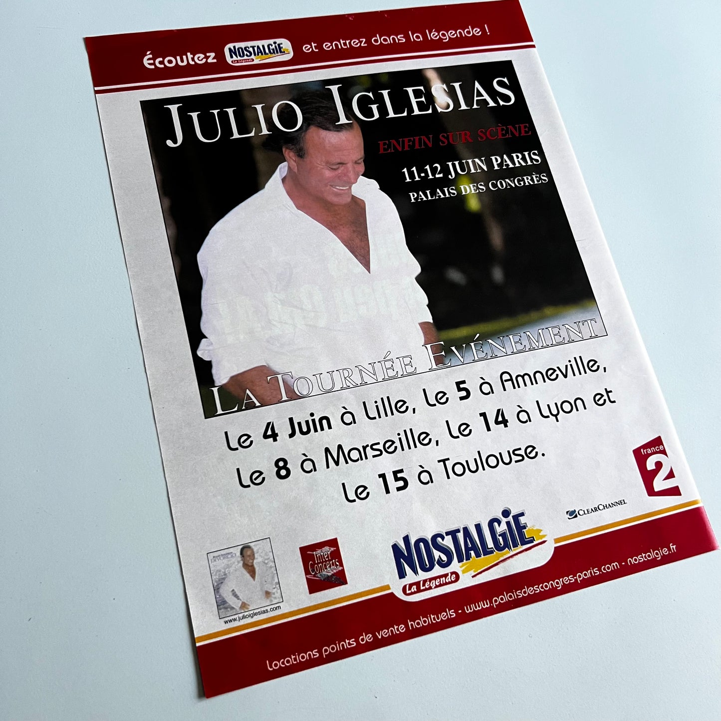 Affiche Originale Concert Julio Iglesias - Page de Magazine 30x23cm