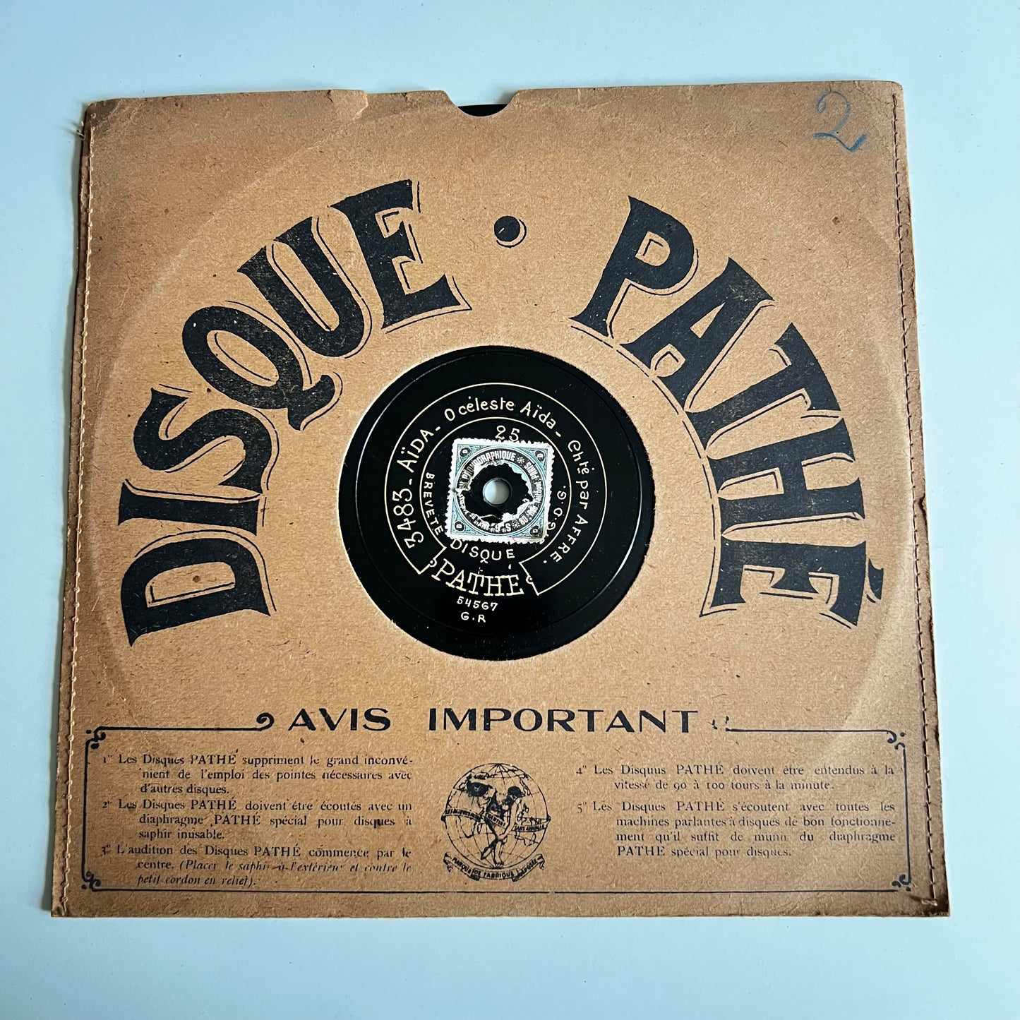 Disque Pathé - Aïda / L’Africaine - 25cm