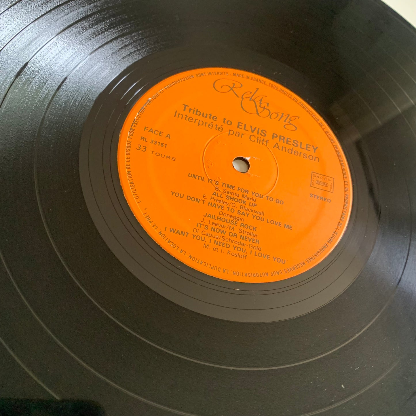 Cliff Anderson - Tribute To Elvis Presley - LP 1981 Occasion