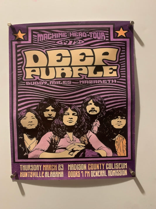 Affiche Poster en Toile - Deep Purple - Machine Head Tour 1972 - 25/20cm