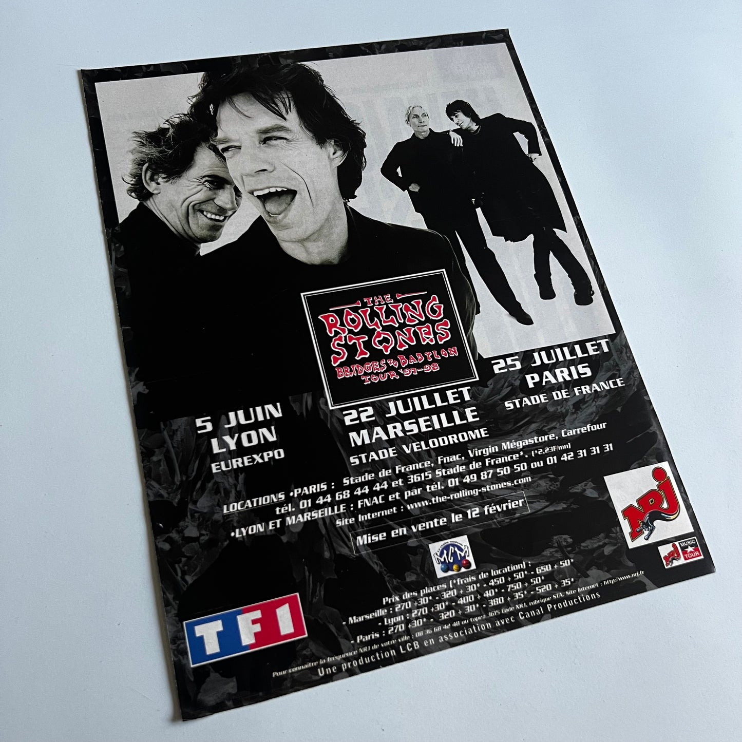 Affiche Originale Concert The Rolling Stones 1998 - Page de Magazine 30x23cm