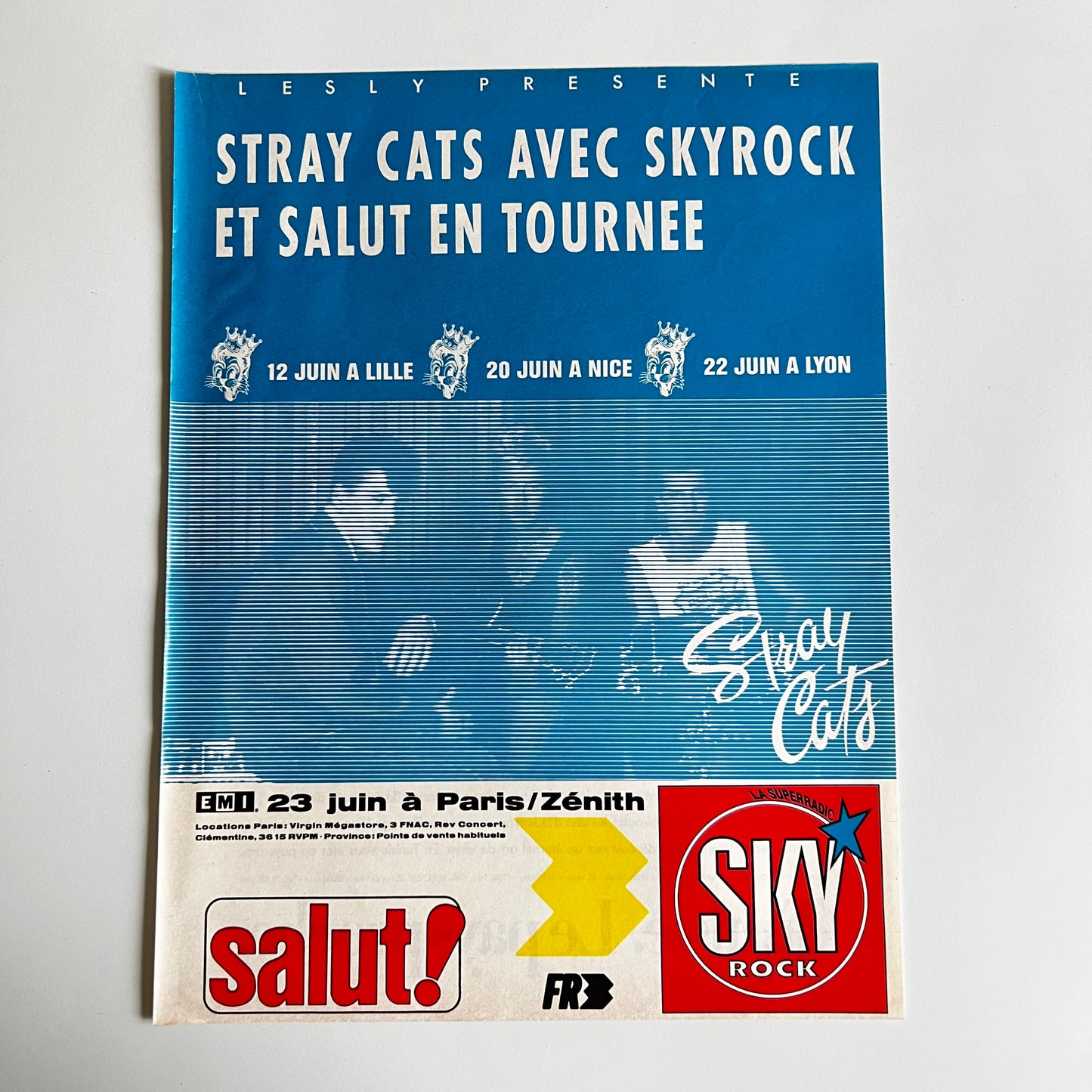 Affiche Originale Concert Stray Cats 1989 - Page de Magazine 30x23cm
