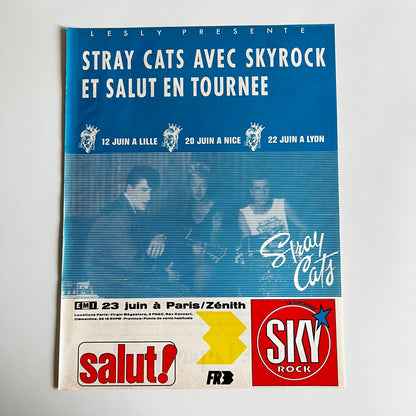 Affiche Originale Concert Stray Cats 1989 - Page de Magazine 30x23cm