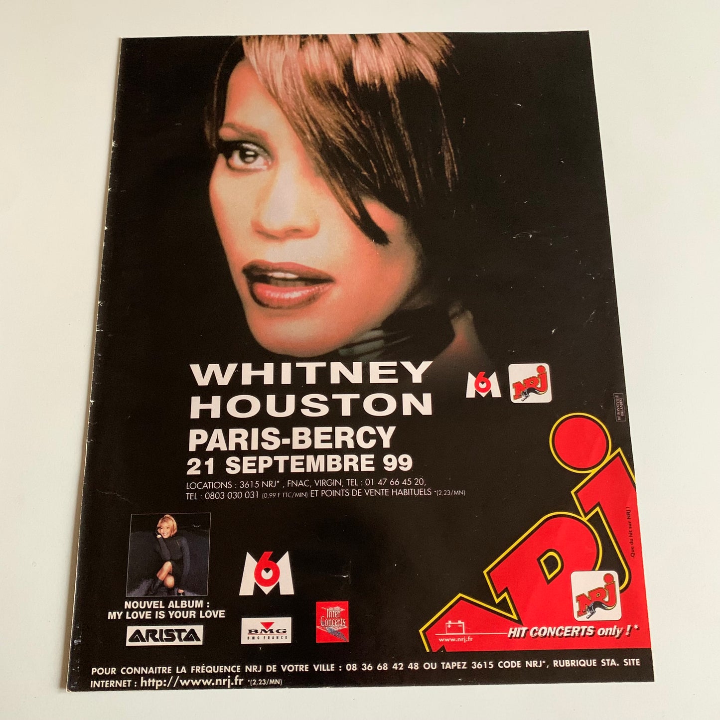 Affiche Originale Whitney Houston - Concert Bercy 1999 - Page de Magazine 30x23cm