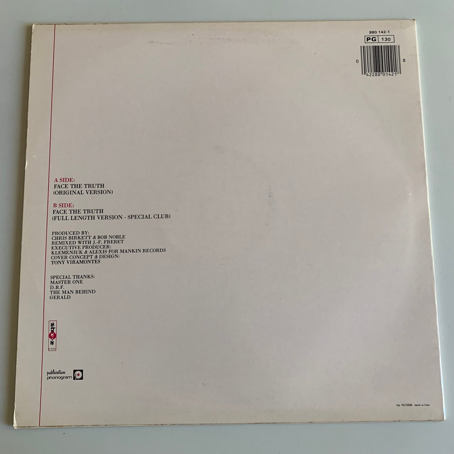 Siobhan Mac Carthy - Face The Truth (Re-Mix) - Maxi 45t. 1984 Occasion
