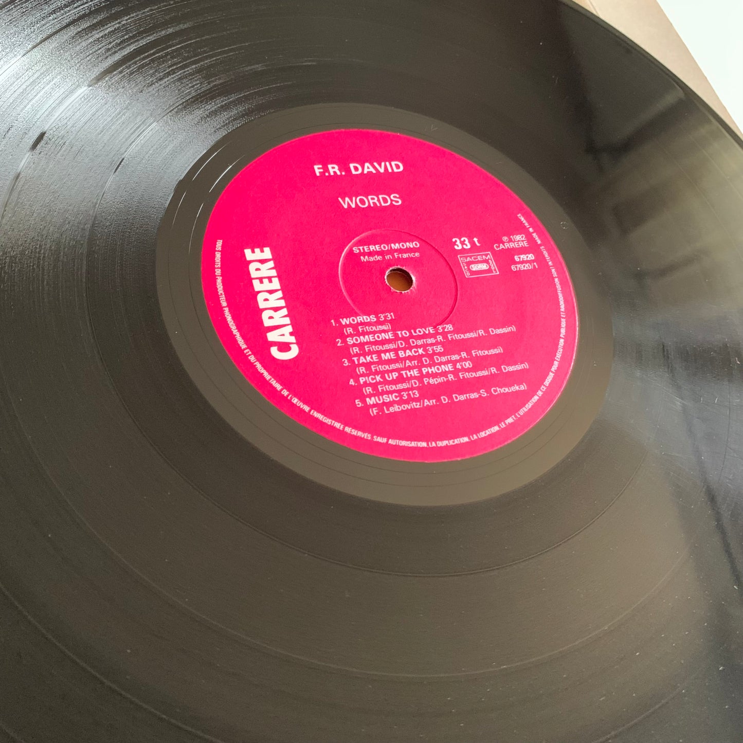 F-R David - Words - LP 1982 Occasion