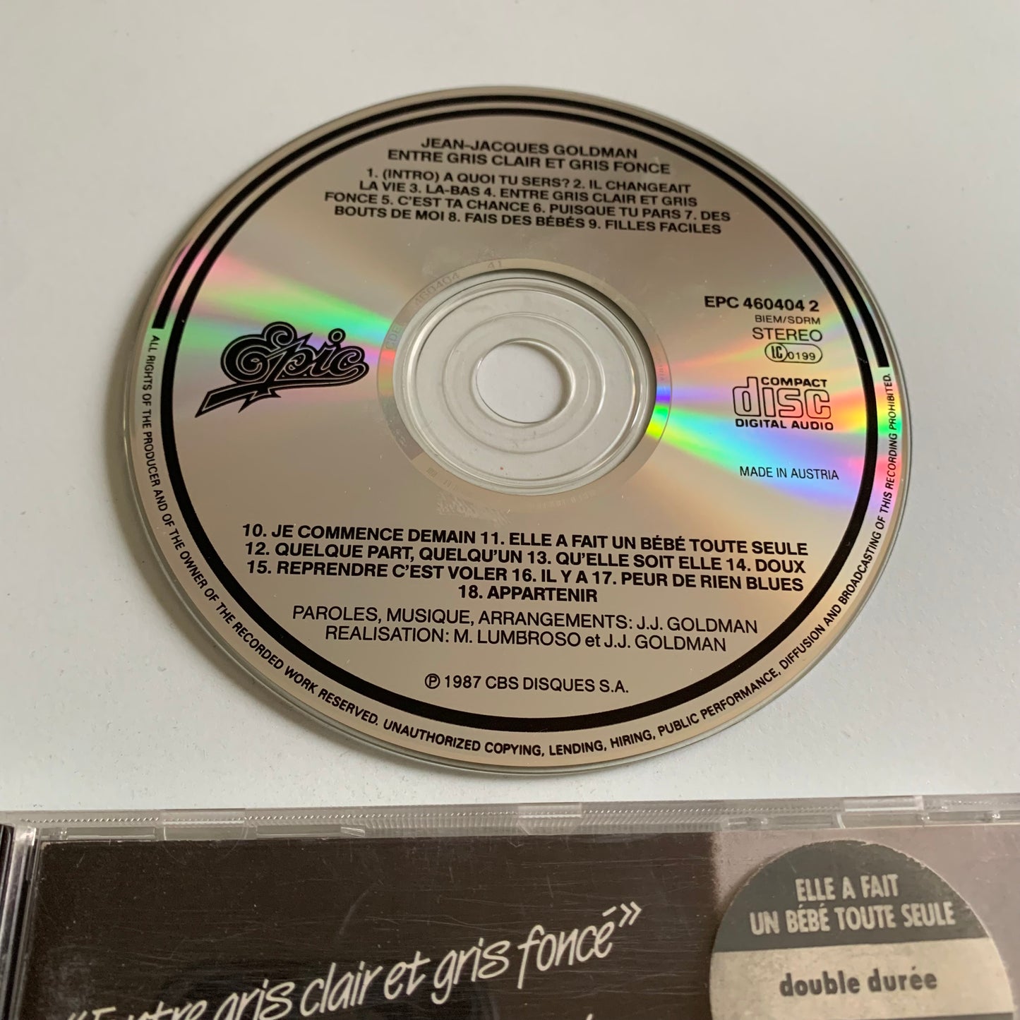 CD - Jean-Jacques Goldman - Entre Gris Clair Et Gris Foncé - 1987 Occasion