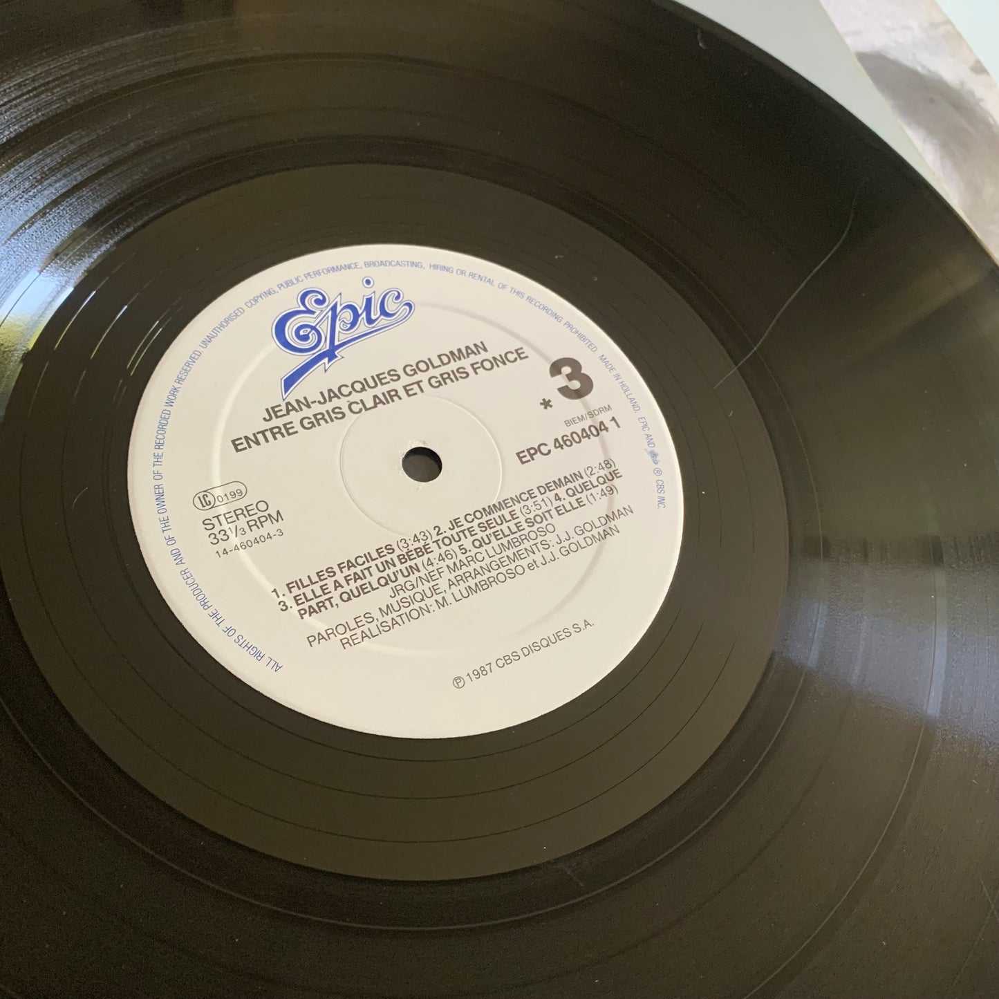 Jean Jacques Goldman - Entre Gris Clair et Gris Foncey - Double LP 1987 Occasion