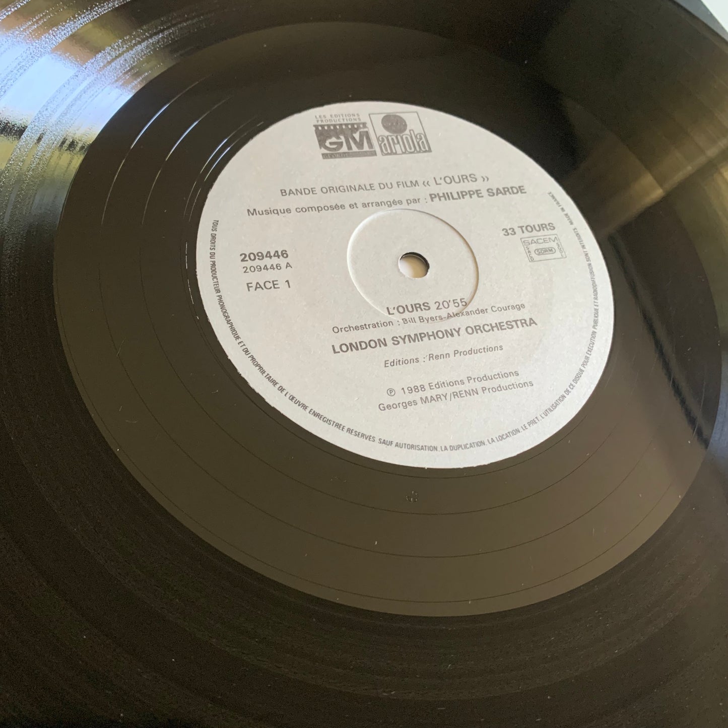 Philippe Sarde - L’ours - Bande Originale du Film - LP 1988 Occasion