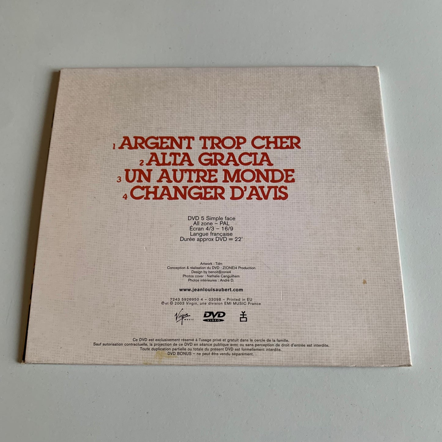 DVD - Jean-Louis Aubert - Comme On A Dit - 2003 Occasion