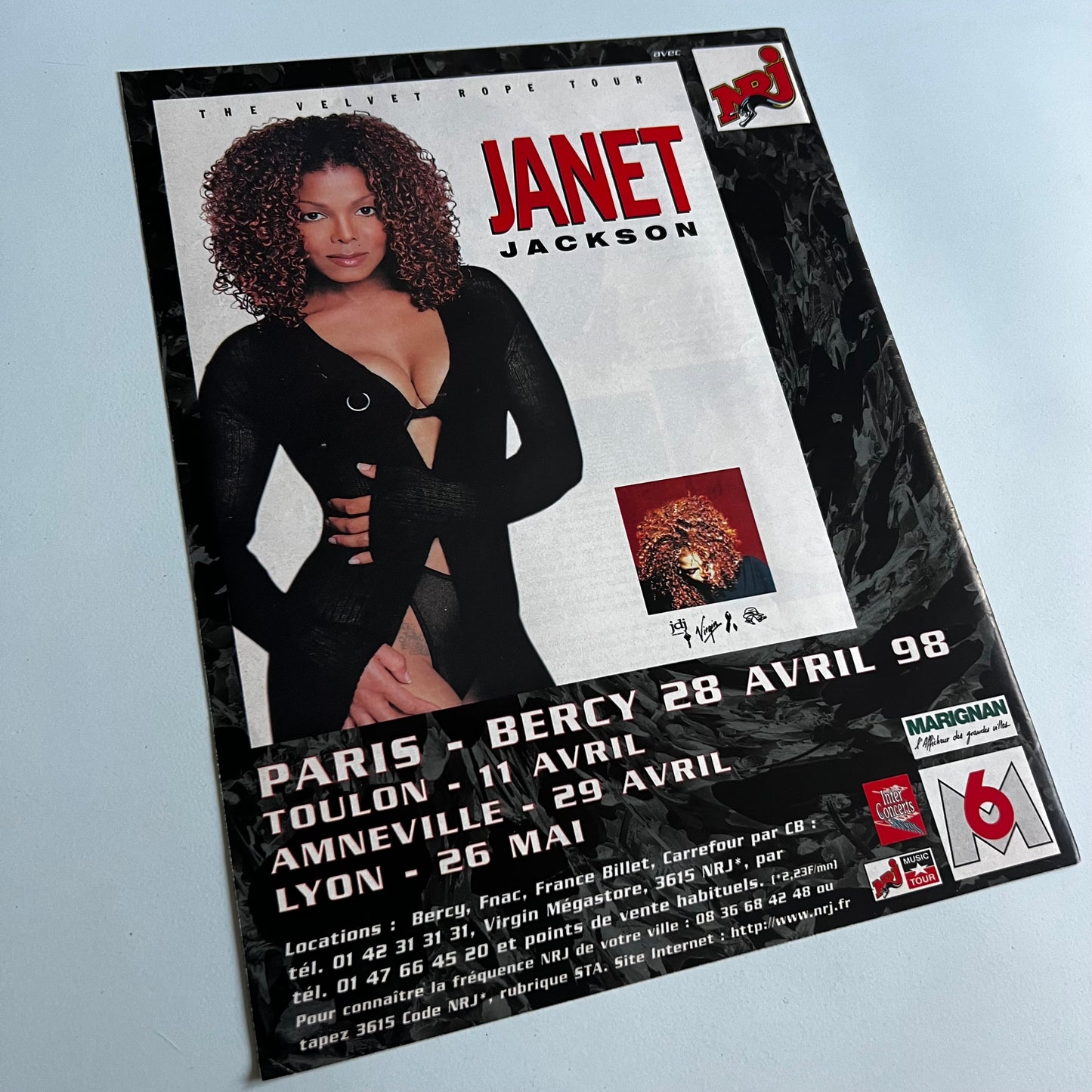 Affiche Originale Concert Janet Jackson 1998 - Page de Magazine 30x23cm