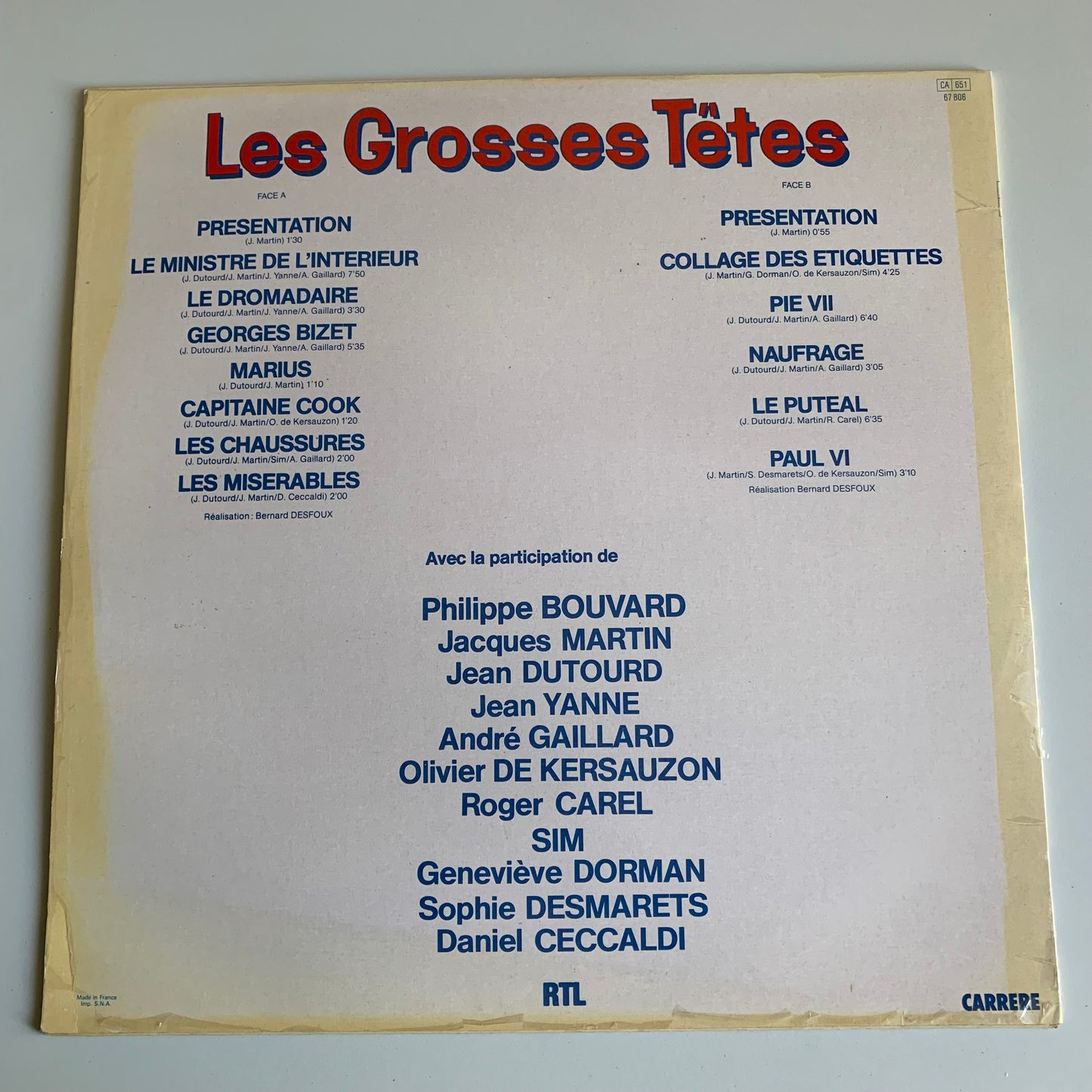 Les Grosses Têtes - Les Grosses Têtes De RTL - 33 tours 1981 Occasion