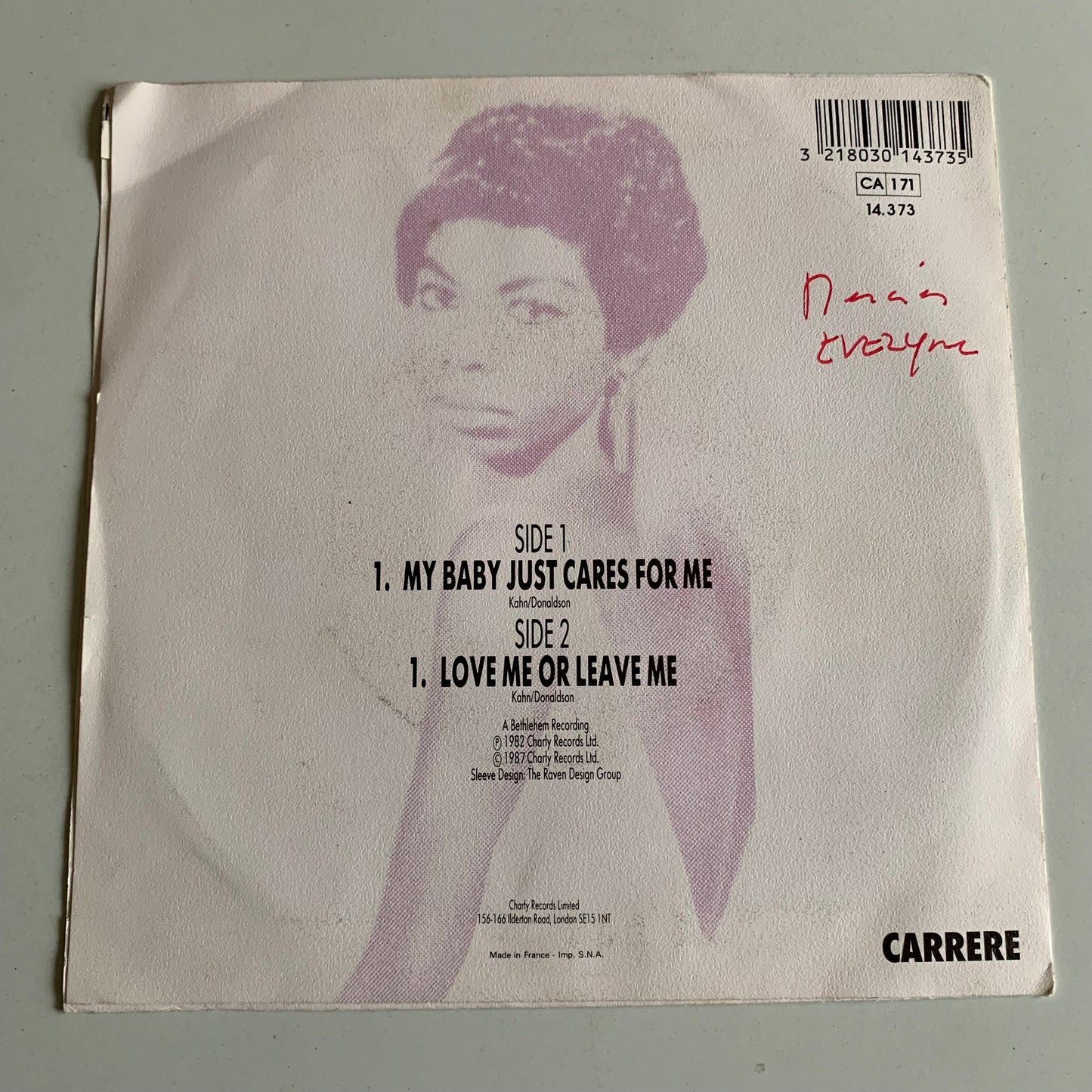 Nina Simone - My Baby Just Cares For Me - Single 1987 Occasion