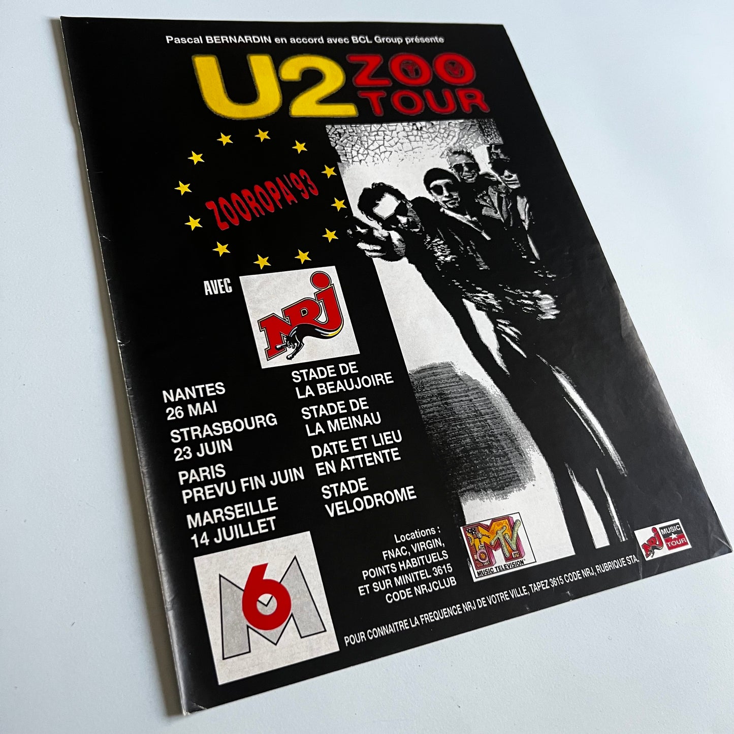 Affiche Originale Concert U2 Zoo Tour 1993 - Page de Magazine 30x23cm