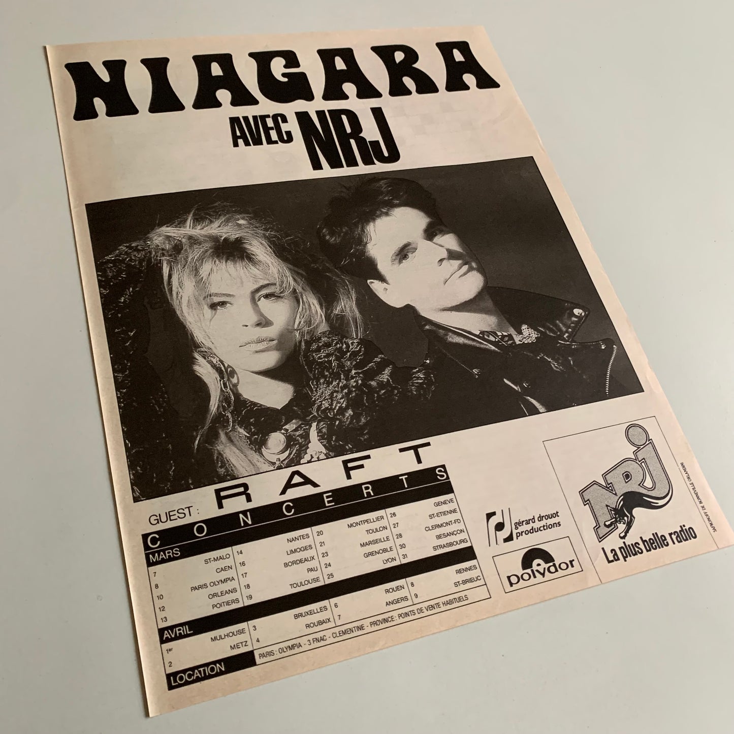 Affiche Originale Niagara - 1987 - Page de Magazine 30x23cm