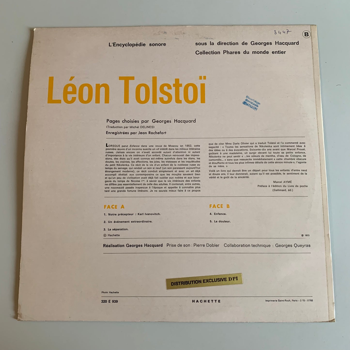 Léon Tolstoï - Extraits De : Enfance - LP 1973 Occasion