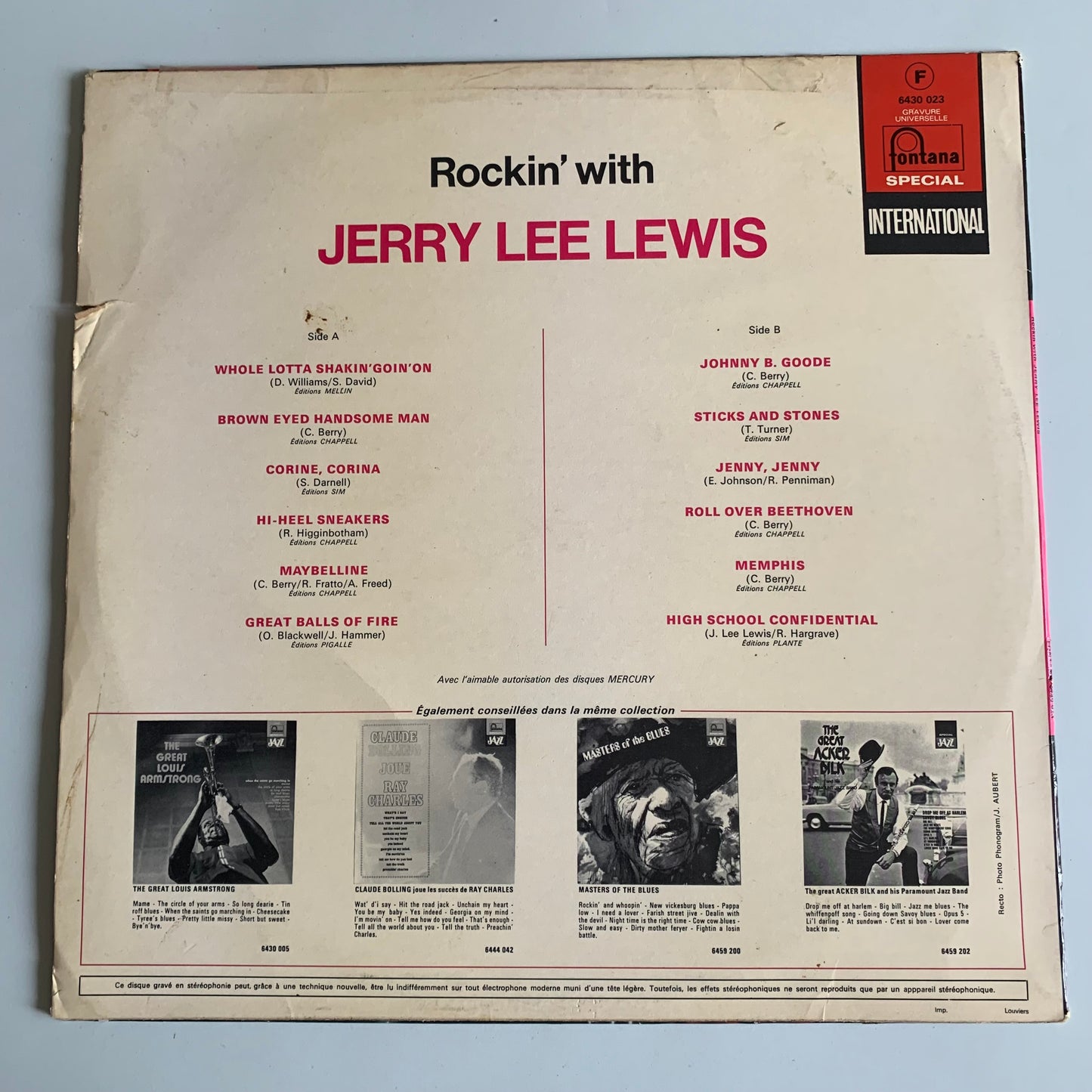 Jerry Lee Lewis - Rockin' With Jerry Lee Lewis - LP 1972 Occasion